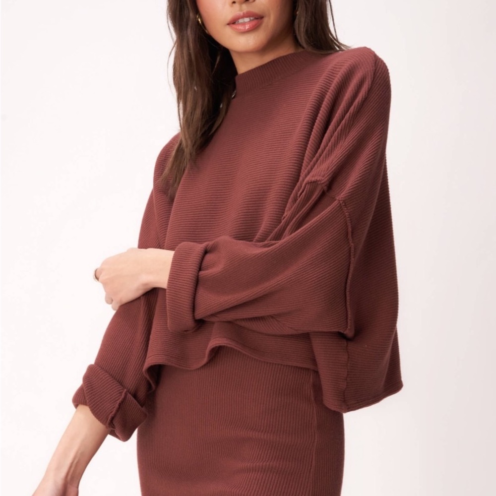 Project Social T | Throw & Go Sweater Rib Mock Neck. Size Medium.